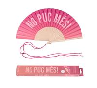 Fisura - Abanico original con mensaje “no puc més!”. Abanico de madera moderno y colorido. Ventilador de mano rosa degradado. Colgador incluido. Medidas: 42,5 x 23 cm