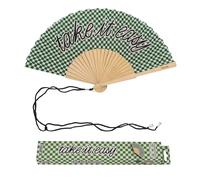 Fisura - Abanico Original con Mensaje “Take it Easy”. Abanico de Madera Moderno y Colorido. Ventilador de Mano Verde. Colgador Incluido. Idea de Regalo Divertida. 42,5 x 23 cm