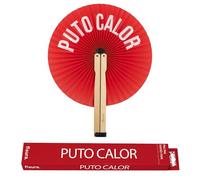 Fisura - Abanico Plegable con mensje “P*to Calor”. Abanico Plegable Original de Papel. PAI PAI Rojo. Detalle de Boda para Invitados. Regalo Fiesta o Ceremonias.
