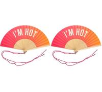 Fisura - Abanico plegable de mano original con mensaje en inglés. Divertido abanico de madera. Abanicos originales de mano de sujeción. Regalos de cumpleaños Decoración de fiesta de boda (Hot, Negro