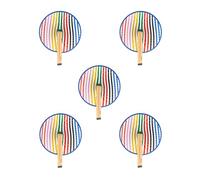 Fisura - Abanico plegable de rayas multicolor. Abanico plegable original de papel. Pai pai multicolor. Detalle de boda para invitados. Regalo fiesta o ceremonias. 5 unidades.