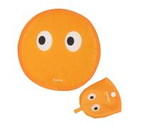 Fisura - Abanico redondo plegable “Ojos”. Ventilador de mano plegable original. Frisbee naranja divertido. 1 unidad. Abanico portátil para fiestas. 20 cm.