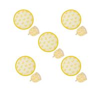 FISURA - Abanico redondo plegable “Patos”. Ventilador de mano plegable original. Frisbee amarillo con estampado de patos. 5 unidades. Abanico portátil para fiestas. 20 cm.