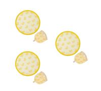 Fisura - Abanico redondo plegable “Patos”. Ventilador de mano plegable original. Frisbee amarillo con estampado de patos. 3 unidades. Abanico portátil para fiestas. 20 cm.