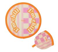 Fisura - Abanico redondo plegable. Ventilador de mano plegable original. Frisbee divertido. 1 unidad. Abanico portátil para fiestas. 20 cm. (Chill, naranja)