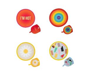 Fisura - Abanico redondo plegable. Ventilador de mano plegable original. Frisbee plegable. Abanico plegable. Abanico portátil para fiestas. 20 cm. (Mixto, 4 unidades)