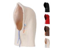 Fisura - Balaclava Beige “Born to be Cute”. Balaclava Original para Mujer. Pasamontañas de Punto Invierno. Bufanda con Capucha para Invierno