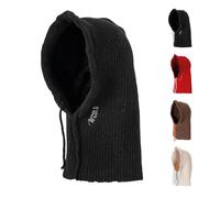 Fisura - Balaclava Negra “’I’m Cold”. Balaclava Original para Mujer. Pasamontañas de Punto Invierno. Bufanda con Capucha para Invierno