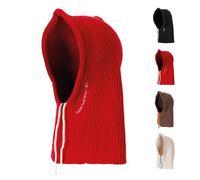 Fisura - Balaclava roja “Better Late Than Ugly”. Balaclava Original para Mujer. Pasamontañas de Punto Invierno. Bufanda con Capucha para Invierno