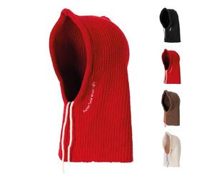 Fisura - Balaclava roja “Better Late Than Ugly”. Balaclava Original para Mujer. Pasamontañas de Punto Invierno. Bufanda con Capucha para Invierno