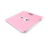Fisura - Báscula de baño digital. Bascula de baño de vidrio. Báscula baño electrónica hasta 180 kg y 50 gr de precisión, tecnología Step-On. 30 x 30 cm (Ojos, rosa)