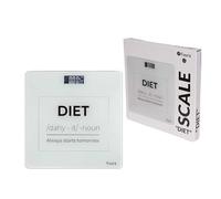 Fisura - Báscula de baño digital “diet”. Bascula de baño de vidrio. Báscula baño electrónica hasta 180 kg y 50 gr de precisión, tecnología Step-On. 30 x 30 cm