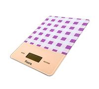 FISURA - Báscula de cocina digital vichy Balanza electrónica original de 5kg/11lbs. Báscula para alimentos multifunción. Cristal y ABS. 15 x 22 (Morado)