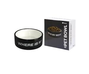 Fisura - Bebedero Original 'Where is My Beer?' para Perro. Cerámica Negro, 750 ml para Perros Medianos y Grandes. Cuenco 16 x 16 x 6 cm