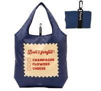 Fisura - Bolsa de compra plegable original. Bolsa de la compra reutilizable de tela con 12 litros de capacidad. Plegable y cierre con cinta elástica. Con mosquetón. (Don't forget, azul)