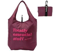 Fisura - Bolsa de compra plegable original. Bolsa de la compra reutilizable de tela con 12 litros de capacidad. Plegable y cierre con cinta elástica. Con mosquetón. (Stuff, granate)