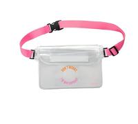 Fisura - Bolsa Impermeable “Waterproof”. Riñonera Impermeable al Agua Transparente y Rosa. Bolsa estanca con cinturón Ajustable. 22,5 cm x 12,5 cm