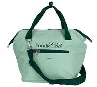 Fisura - Bolsa térmica porta alimentos original “Foodie club” verde. Bolsa comida de 9 L con correa ajustable. Fiambrera almuerzo isotérmica. 26 x 20 x 25 cm.