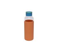 Fisura | Botella de Agua de Cristal con Funda de Silicona Eco-Friendly Reutilizable 480 ml. Apta para niños. 20,5 x 6 cm. (Naranja)