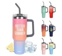 FISURA - Botella de agua térmica 1,2 litros “Hotter than last summer”. Botella térmica rosa. Termo de acero inoxidable. Sin BPA. 24h frío /12h calor. Con pajita incluida. 9,8 cm x 27,8 cm