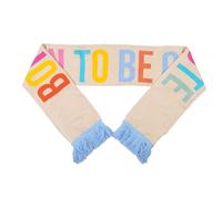 Fisura - Bufanda mujer invierno beige con mensaje “Born to be cute”. Bufanda original reversible grande, suave, cálida y ligera. Con flecos. 150 cm. Accesorio de invierno.