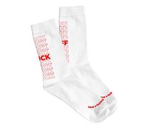 Fisura - Calcetines originales hombre. Calcetines para regalo con estampado. Par de calcetines altos. Composición: algodón y poliéster. Talla: 41-45. (F*** off, rojo)