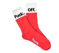 Fisura - Calcetines originales hombre “F*** off” de color magenta. Calcetines para regalo. Par de calcetines altos. Composición: algodón y poliéster. Talla: 41-45.