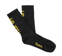 Fisura - Calcetines Originales Unisex “Off”. Calcetines para Regalo. Calcetines Altos Negros y Amarillos. Calcetines con Mensaje. Calcetines de algodón y poliéster. Talla única.