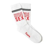 Fisura - Calcetines originales unisex “Remove before” de color blanco. Calcetines para regalo. Par de calcetines altos. Composición: algodón y poliéster. Talla única.