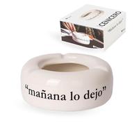 FISURA - Cenicero blanco con mensaje “Mañana lo dejo”. Cenicero original con frase graciosa para cocina, exterior o interior. Cerámica. Medidas: 10 x 10 x 4 centímetros.