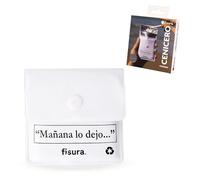 Fisura - Cenicero portátil de bolsillo “Mañana lo dejo”. Cenicero para coche, aire libre y de viaje. Bolsa para ceniza original. Reutilizable. 8 x 8 cm