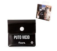 Fisura - Cenicero portátil de bolsillo “P*to vicio”. Cenicero para coche, aire libre y de viaje. Bolsa para ceniza original. Reutilizable. 8 x 8 cm