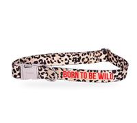 Fisura - Collar para Perros Ajustable con Mensaje “Born to be Wild”. Collar de Nylon para Perro Mediano y Grande. De Nylon con Hebilla de liberación rápida de Zinc. 2,5 cm de Ancho.