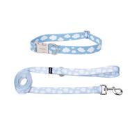 Fisura - Conjunto de Collar y Correa para Perros pequeños y medianos con Estampado de Nubes. Juego de Collar y Correa Ajustable para Perro Original. Nylon.