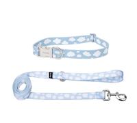 Fisura - Conjunto de Collar y Correa para Perros pequeños y medianos con Estampado de Nubes. Juego de Collar y Correa Ajustable para Perro Original. Nylon.