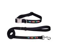 Fisura - Conjunto de Collar y Correa para Perros pequeños y medianos con Mensaje “I’m The Boss”. Juego de Collar y Correa Ajustable para Perro Original. Nylon.
