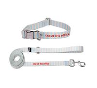 Fisura - Conjunto de Collar y Correa para Perros pequeños y medianos con Mensaje “out of The Office”. Juego de Collar y Correa Ajustable para Perro Original. Nylon.