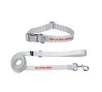 Fisura - Conjunto de Collar y Correa para Perros pequeños y medianos con Mensaje “out of The Office”. Juego de Collar y Correa Ajustable para Perro Original. Nylon.