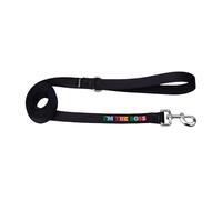 Fisura - Correa de Perro Negra con Mensaje “I’m The Boss”. Correa Original para Perros pequeños y medianos. Cuerda de Paseo de Nylon Resistente con mosquetón. Agarre Suave. 2,5 cm x 120 cm.
