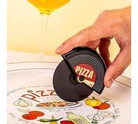 FISURA - Cortador de pizza original. Cortapizza con rueda divertido. Cuchillo para pizza de acero inoxidable y ABS. Medidas: 7,5 x 5,5 centímetros. (Vinilo, negro)