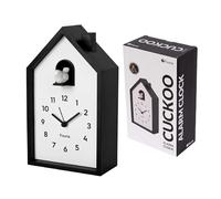 Fisura - Despertador Cuco casita Blanco y Negro. Despertador analógico Original. Despertador de Agujas con botón de Snooze y luz. 3 Pilas AA (no Incluidas)