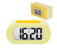 Fisura - Despertador Digital Amarillo. Reloj Despertador Digital con Pantalla LED. 12/24 Horas con retroiluminación. Reloj de Dormitorio con Pilas (3 Pilas AAA no Incluidas)
