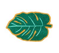 Fisura DM0696 Felpudo Original y Divertido Forma Hoja Verde Fibra de Coco Entrada Puerta Casa PVC Moderno Antideslizante para Interior, 45 x 70 cm