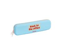 Fisura - Estuche de Silicona Original “Back to The Office”. Estuche de Multiusos de Silicona Azul. Tacto Suave y Flexible. Porta bolígrafos de Mesa con Cremallera. 20 cm x 5 cm