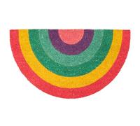Fisura - Felpudo exterior “arcoíris” de coco con base antideslizante de PVC. Felpudo semicircular. Medidas: 70 cm x 40 cm. Colores: rosa, morado, azul, verde, amarillo y rojo.