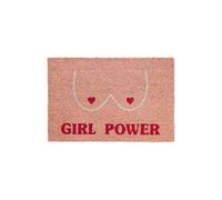 Fisura - Felpudo Entrada casa “Girl Power”. Felpudo de Coco Original. | Felpudo con base antideslizante de PVC. Felpudo interior rosa. Alfombra entrada casa con forma divertida. 60 x 40 cm