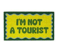 Fisura - Felpudo Entrada casa “I'm Not a Tourist” de Coco con Base Antideslizante de PVC. Felpudo Interior Verde Pintado a Mano. Alfombra Entrada casa con Mensaje Divertido. 70 x 40 cm