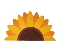 Fisura - Felpudo Exterior “Girasol” de Coco con Base Antideslizante de PVC. Felpudo con Forma Original. Medidas : 70 cm x 40 cm x 1,5 cm. Amarillo.