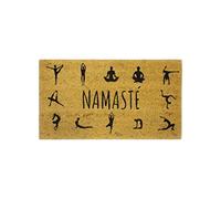 Fisura - Felpudo Original “Namasté” de Coco con Base Antideslizante de PVC. Felpudo Entrada casa. Pintado a Mano. Medidas: 70 x 40. Natural y Negro.