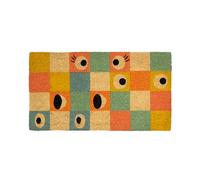 Fisura - Felpudo Original “Ojos” de Coco con Base Antideslizante de PVC. Felpudo Entrada casa. Felpudo de Cuadros. Pintado a Mano. Medidas:70 cm x 40 cm.